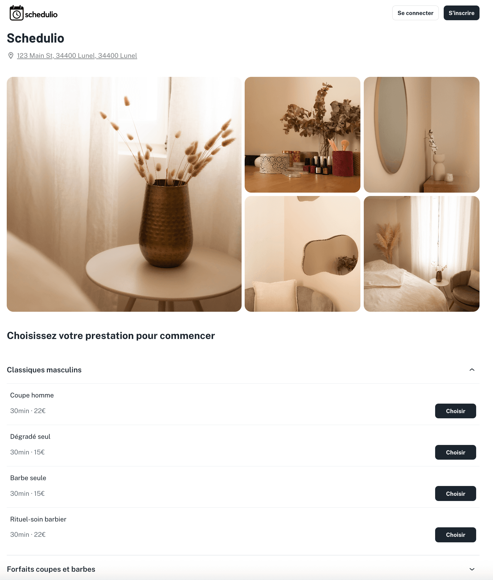 Réservation client simplifiée